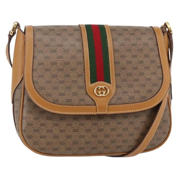 GUCCI Micro GG Supreme Web Sherry Line Bag PVC Beige 001 115 0914 Auth BA7111 - Picture 2 of 16